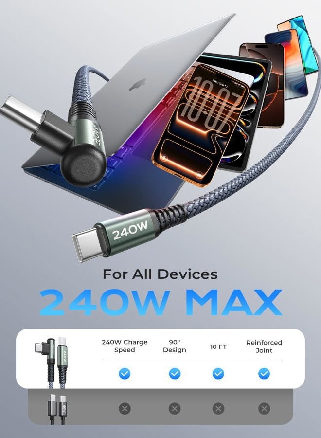 Ainope 100W USB C to USB C Cable 10ft, USB C Cable Fast Charger , Type C Cable Usb C Charger Fits Samsung charger type c，MacBook Air/Pro, iPad Pro 12.9/11/Air/Mini, Samsung Galaxy S22/21/20/Note20 - Image 2